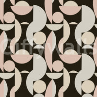 Bold shape Retro Geometry mural, dynamic interlocking pattern.