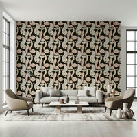 Abstract Retro Geometry mural featuring pink and beige forms.