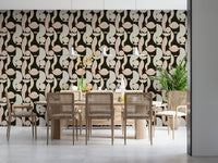 Dark background wallpaper mural, bold Retro Geometry shapes.