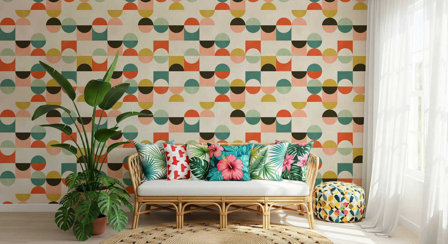 Retro Geo Harmony unique contemporary wall pattern
