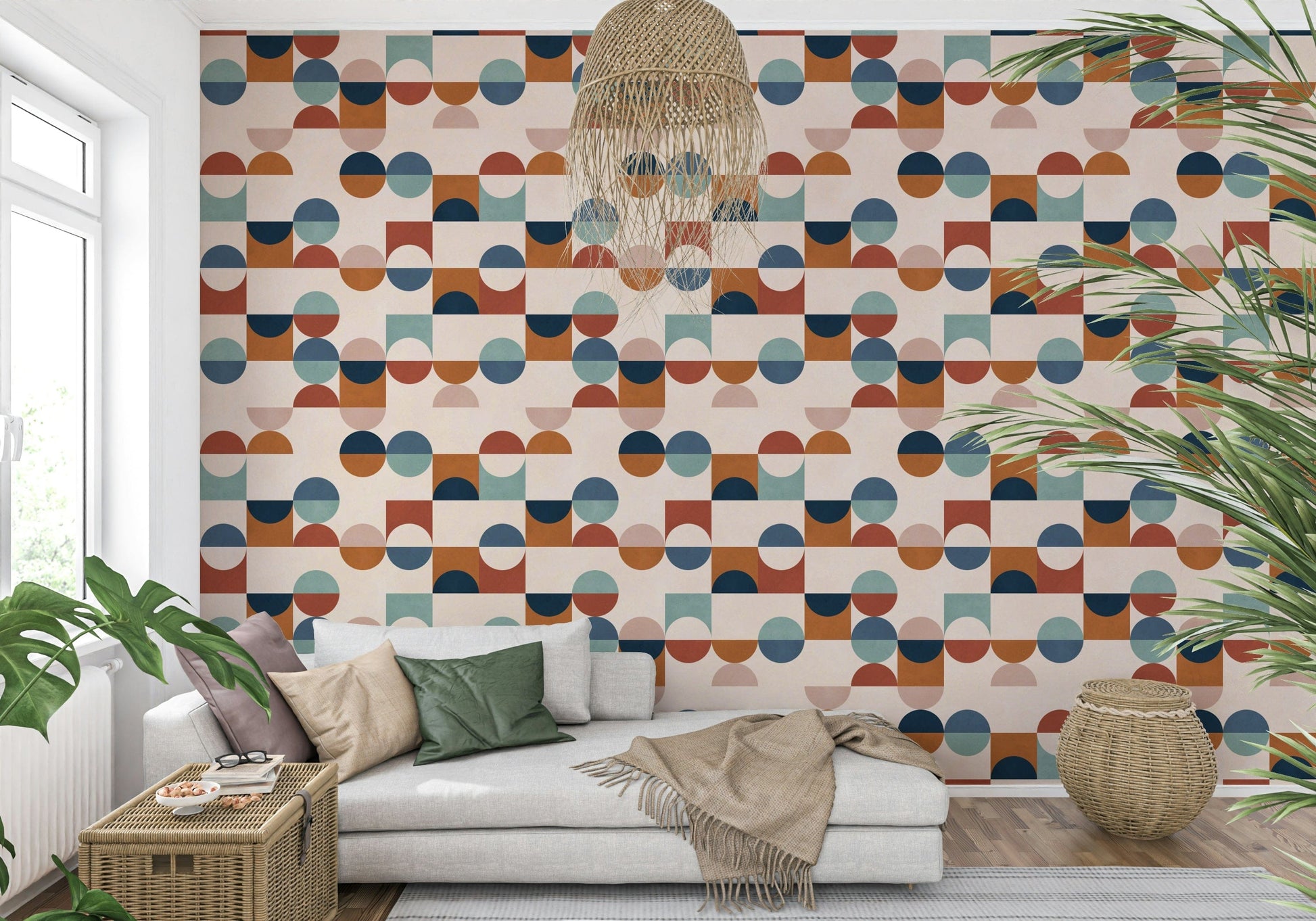 Chic Mod Blocks wallpaper for walls, contrasting geometric modules.