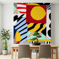 A beautiful modern art wall mural for a living room.

