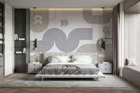 Flowing Retro Geometric Wall Mural Design

