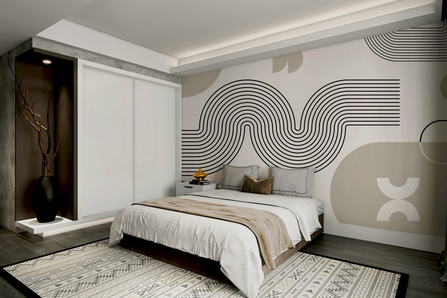 Retro Geometric Waves for Accent Walls

