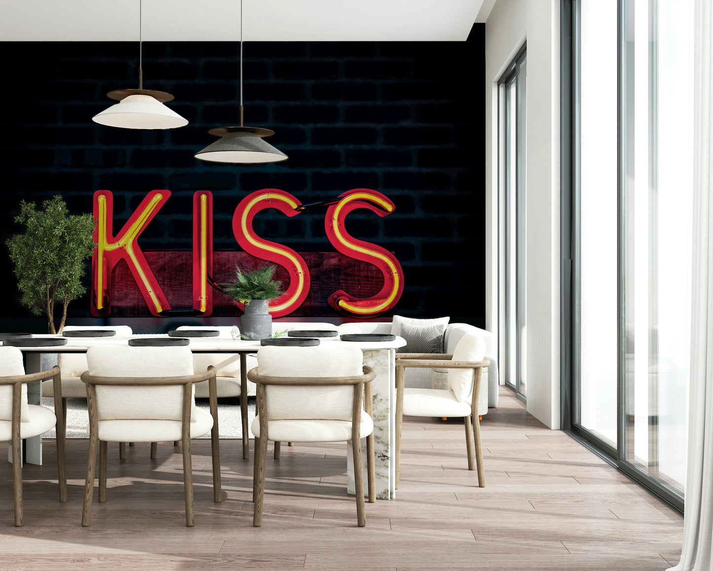 Neon Kiss Wall Mural -2226249