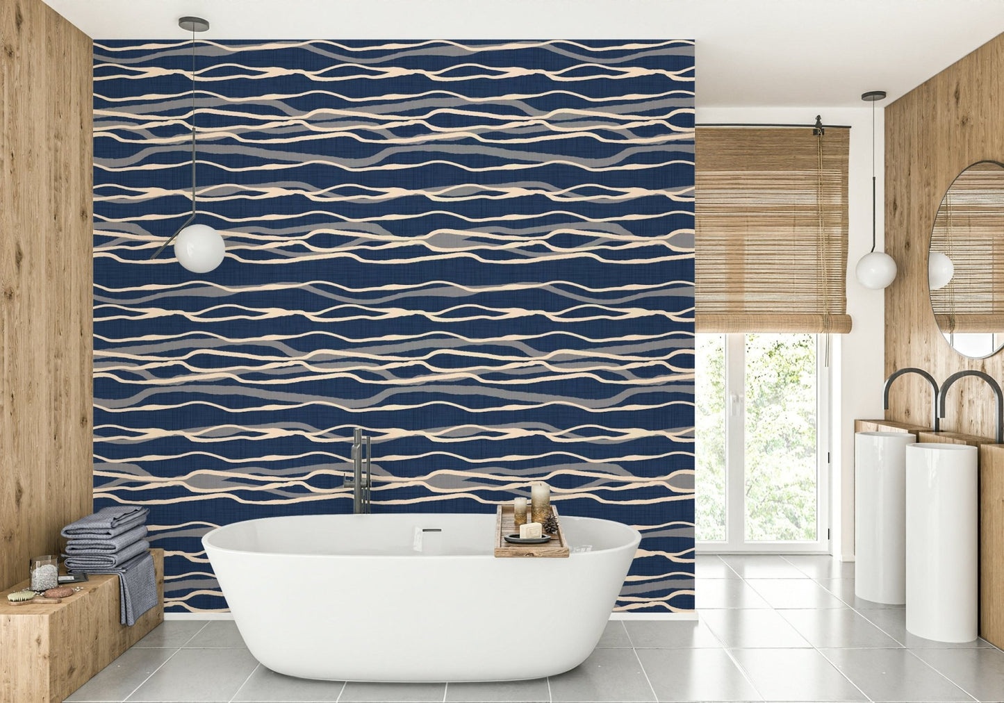Coastal mural wallpaper with subtle movement

