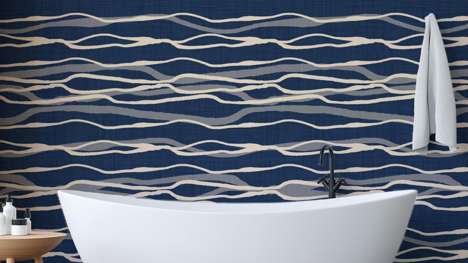 Retro Ocean Waves mural wallpaper design
