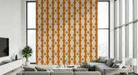 Mid-century modern motif wallpaper featuring clean lines and retro geometric shapes.
