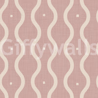 Retro Peach Waves mural, calming aesthetic, perfect wall treatment.