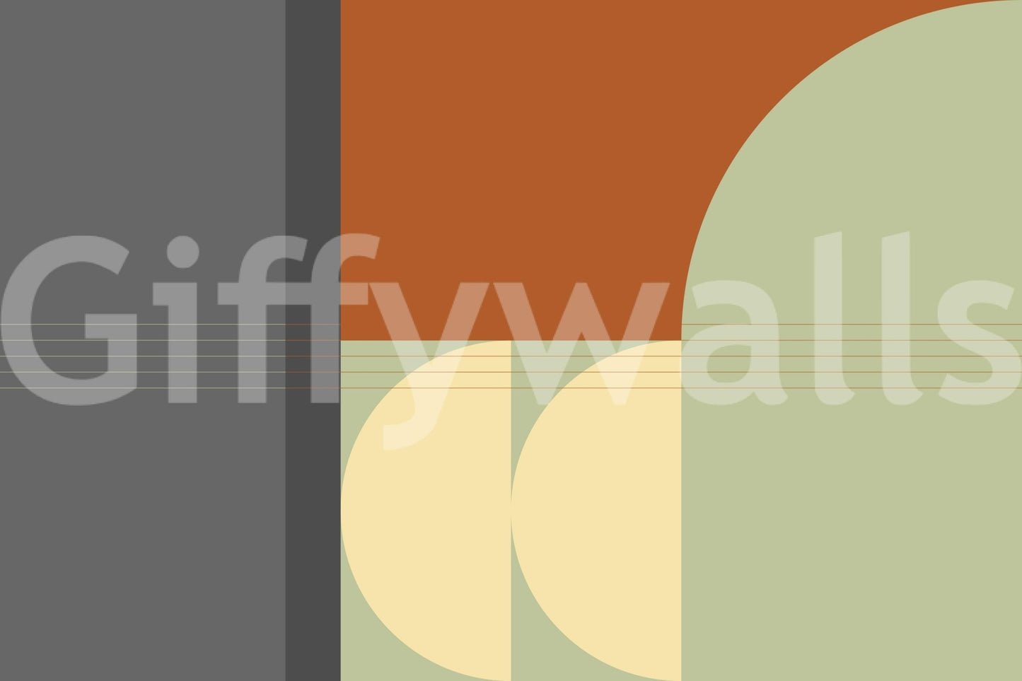 Retro style geometric wall mural, perfect for a living room. Retro Rhythm.