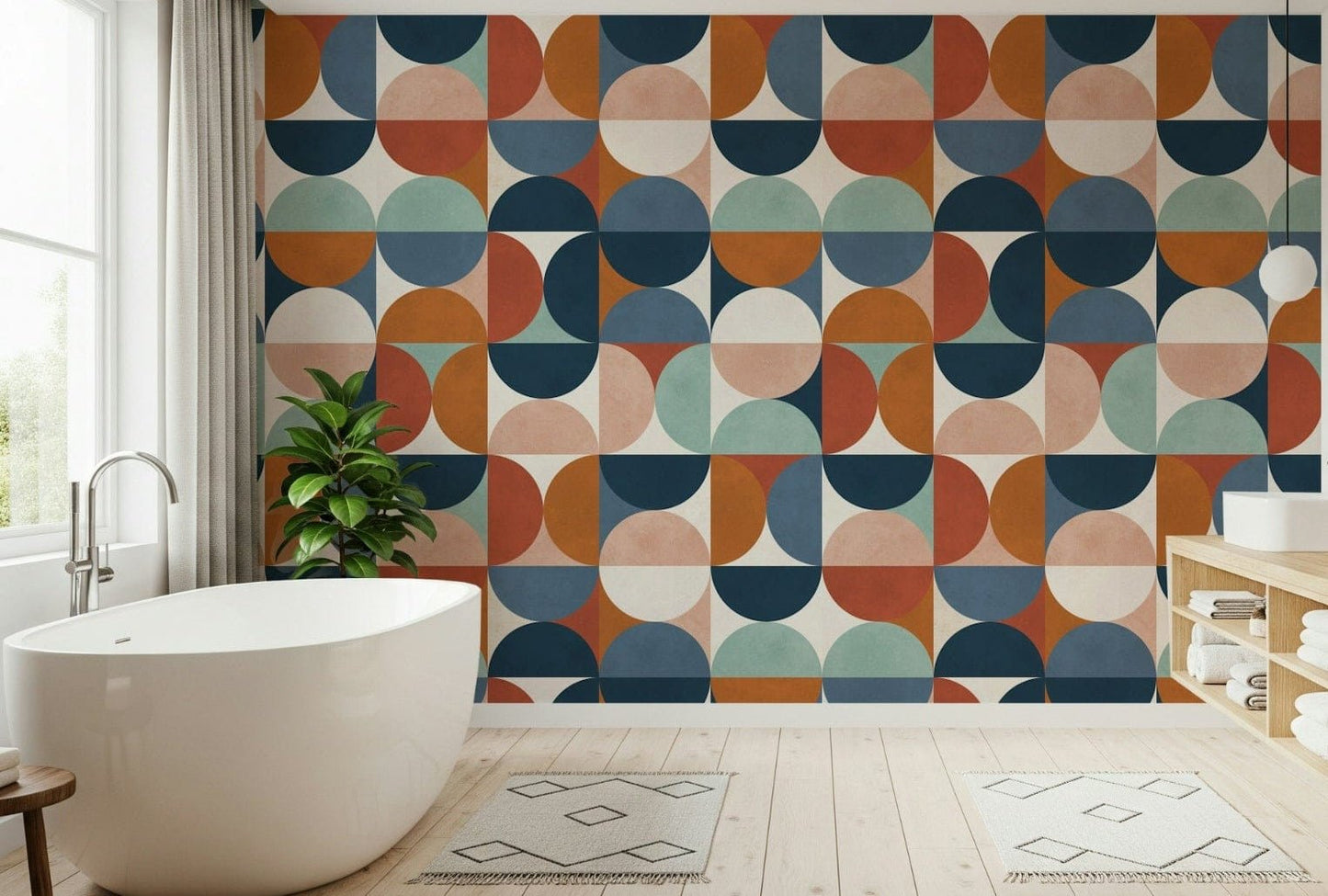 Retro rhythm geometric wallpaper with bold circles