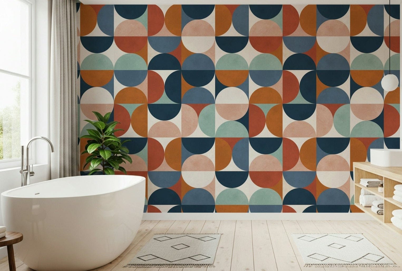 Retro rhythm geometric wallpaper with bold circles
