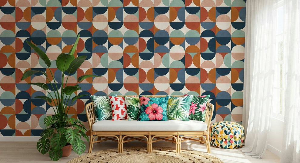 Retro Rhythm Wallpaper - Vintage Geometric Design