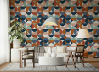 Stylish Retro Rhythm wallpaper geometric art vibrant colors.
