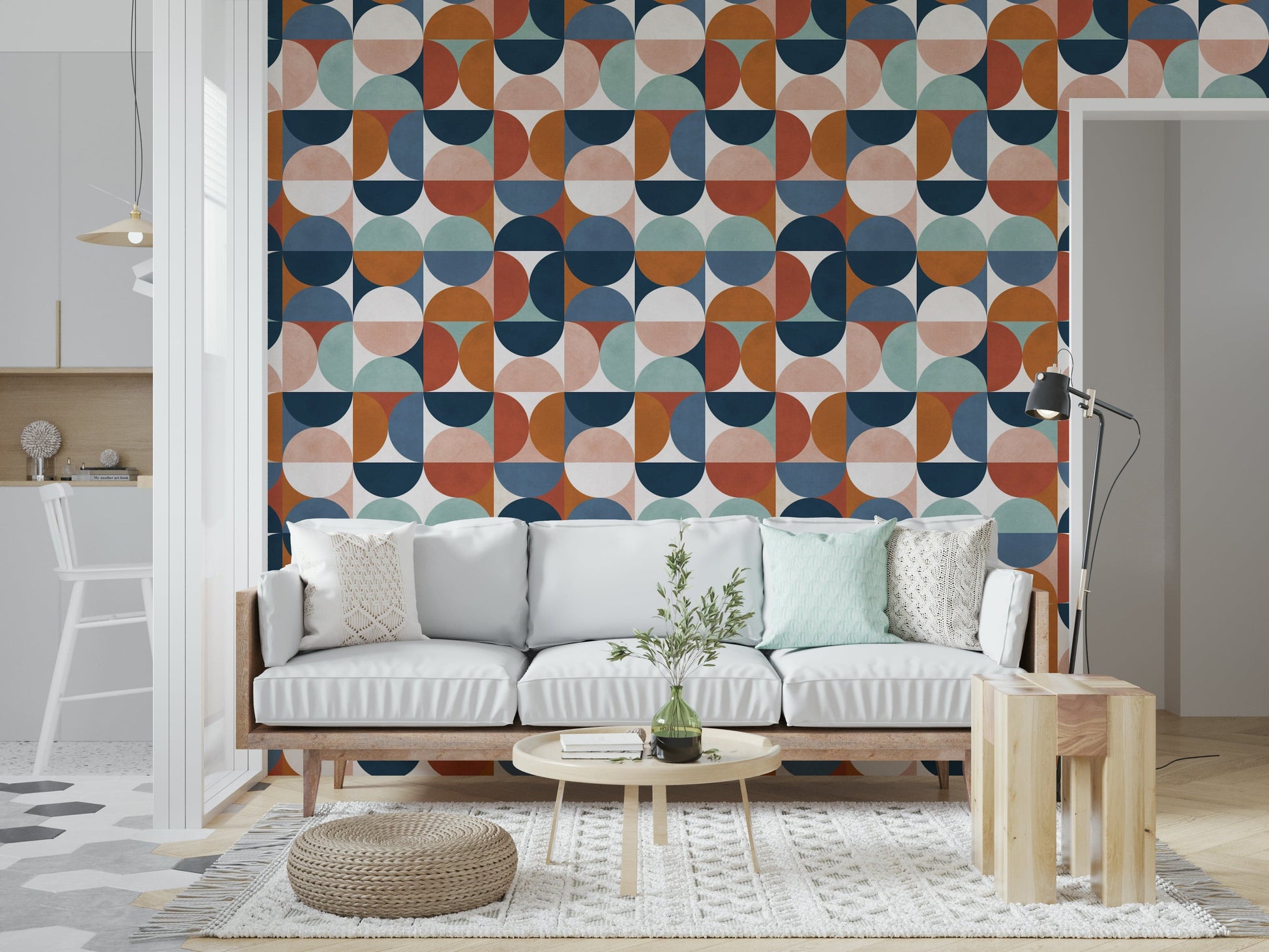 Vibrant Retro Rhythm geometric design wall decor.