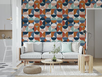 Vibrant Retro Rhythm geometric design wall decor.