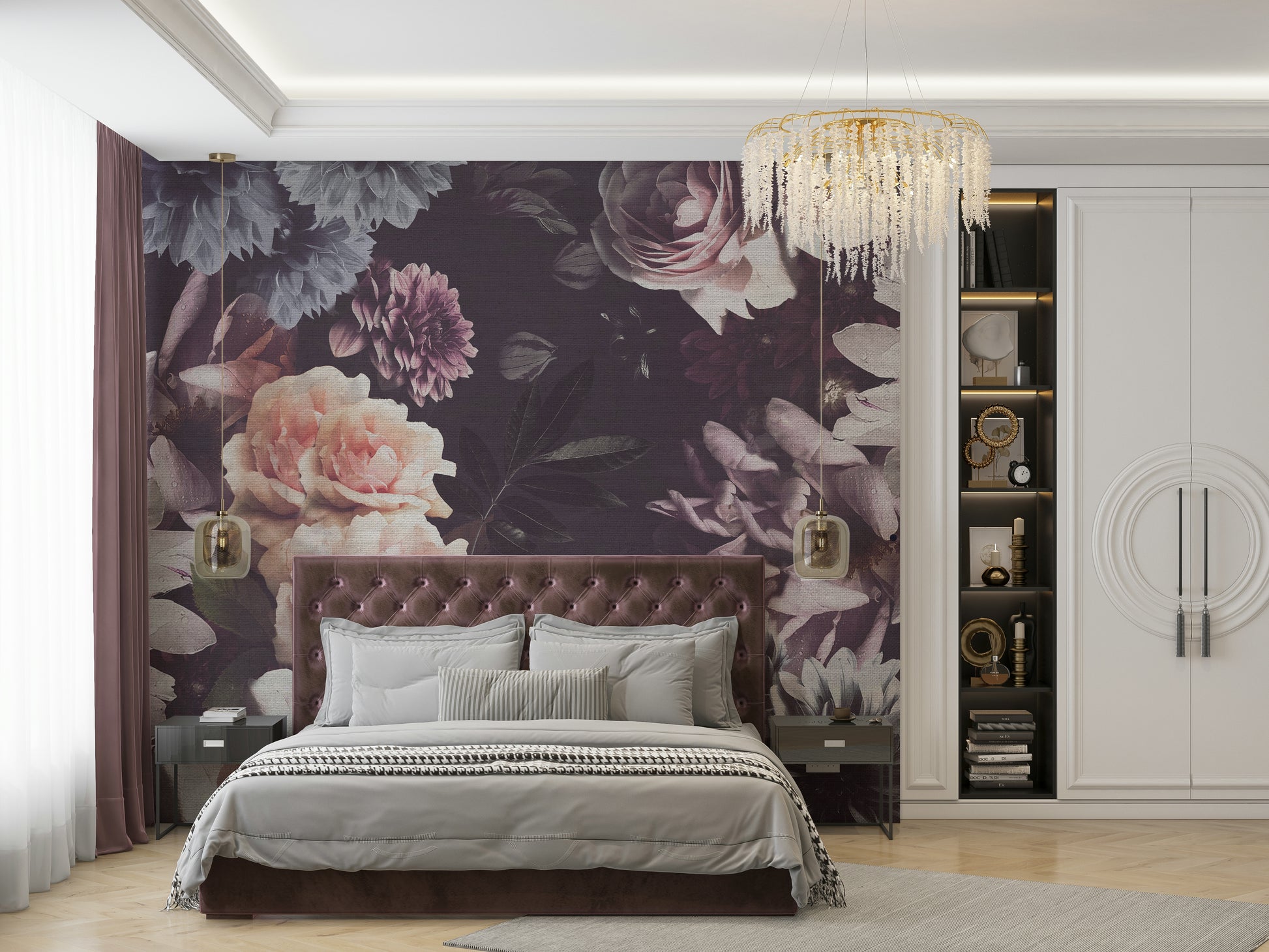 Retro romantic flower mural

