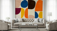An artistic minimalist shape mural for home decor.