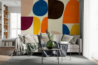 A beautiful modern art wall mural for a living room.