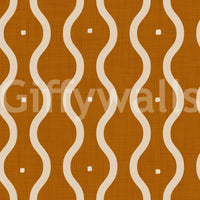 Abstract flowing lines wall mural, spice color palette, geometric curves.