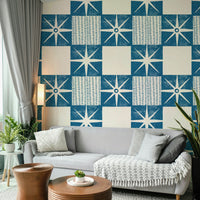 Geometric retro starburst quilt block wallpaper

