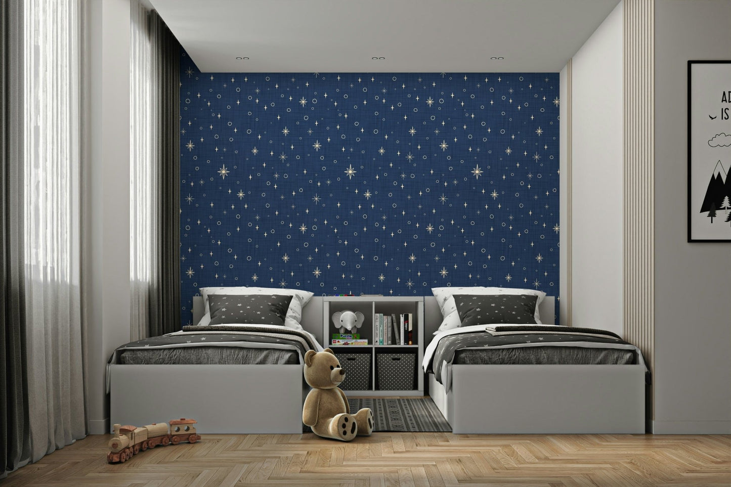 Burnt amber starry sky wall design
