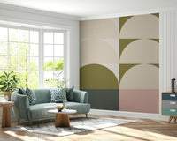 Retro sunrise panorama wallpaper evoking mid-century charm and radiant morning light.