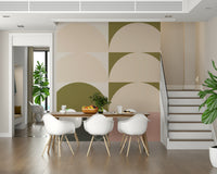 Retro-inspired sunrise wall mural featuring warm vintage hues and panoramic landscape design.