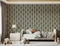 Modernist flow Retro Rhythm Taupe removable wallpaper taupe color geometric motif