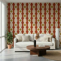 Abstract retro rings wallpaper with layered circular motifs.