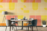 Dynamic retro tile pattern in bold colors for modern decor

