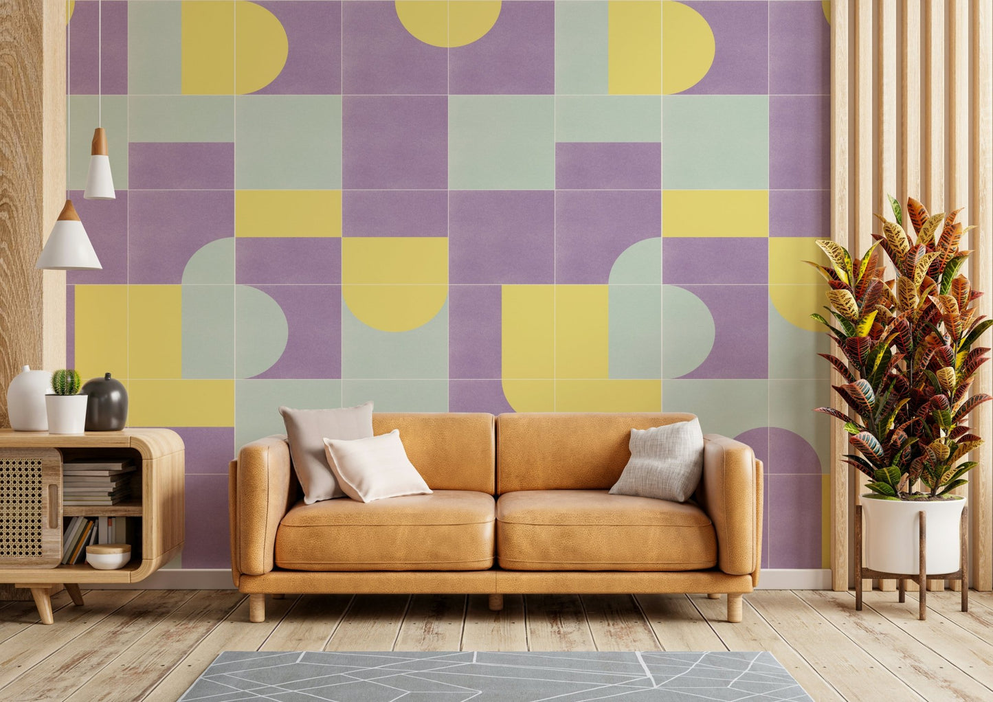 Rustic tile print wallpaper mural

