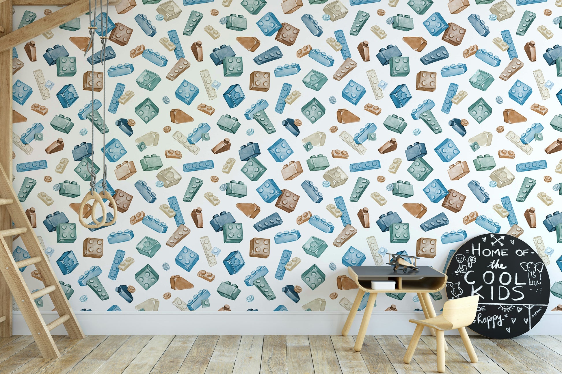Fun and educational wallpaper featuring retro toy blocks