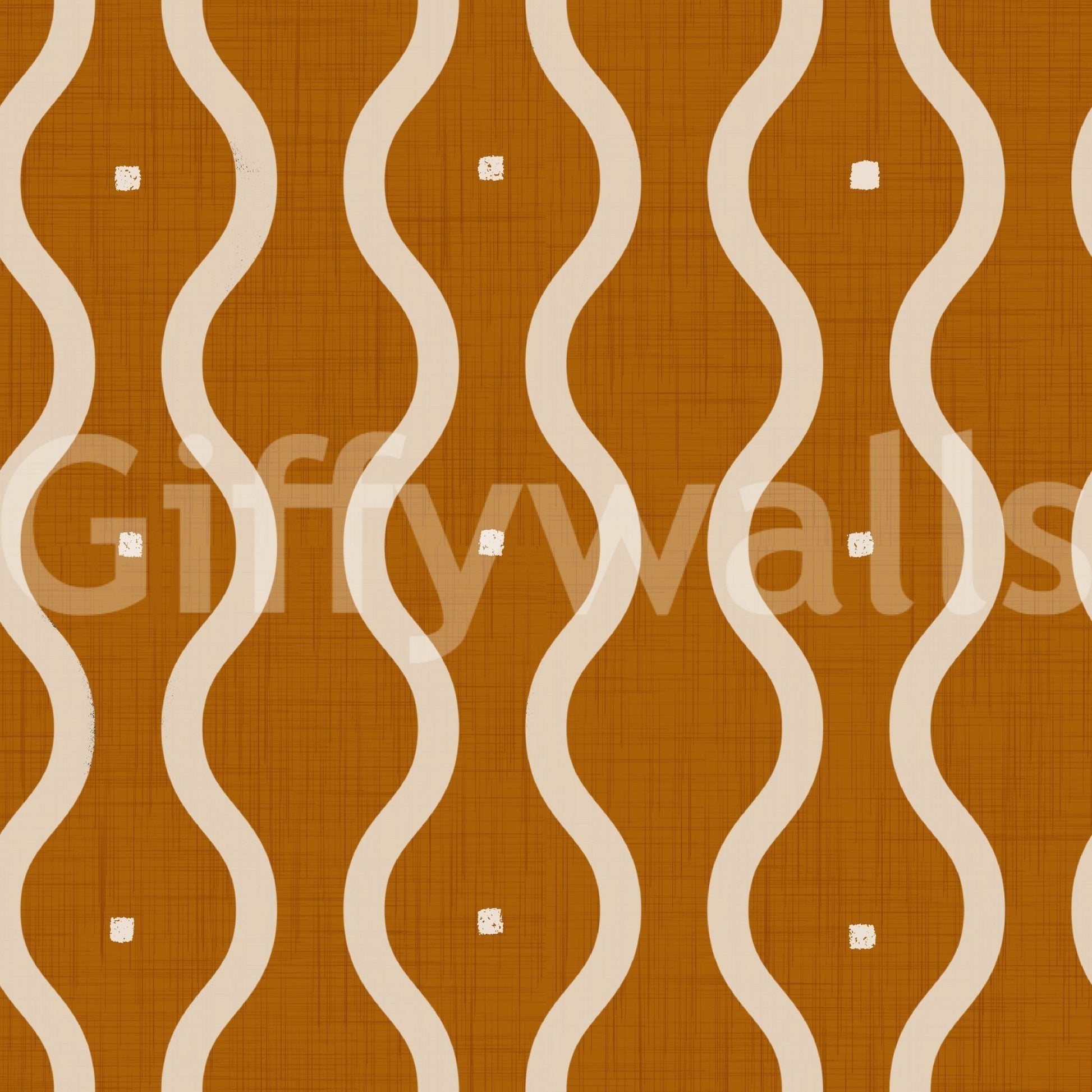 Abstract flowing lines wall mural, spice color palette, geometric curves.