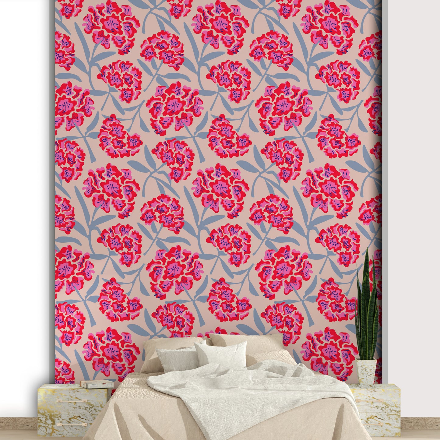 Durable retro flower wallpaper

