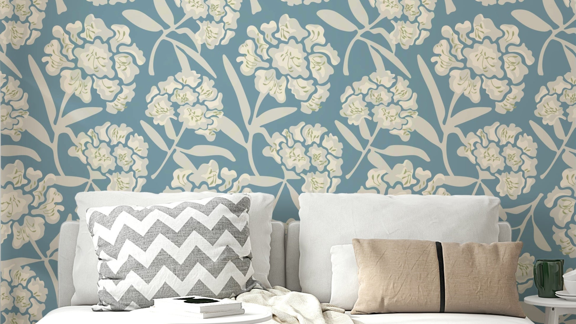 Bedroom pastel floral wallpaper

