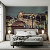 Stone steps, water access, Rialto Bridge wallpaper for walls, stunning city image.