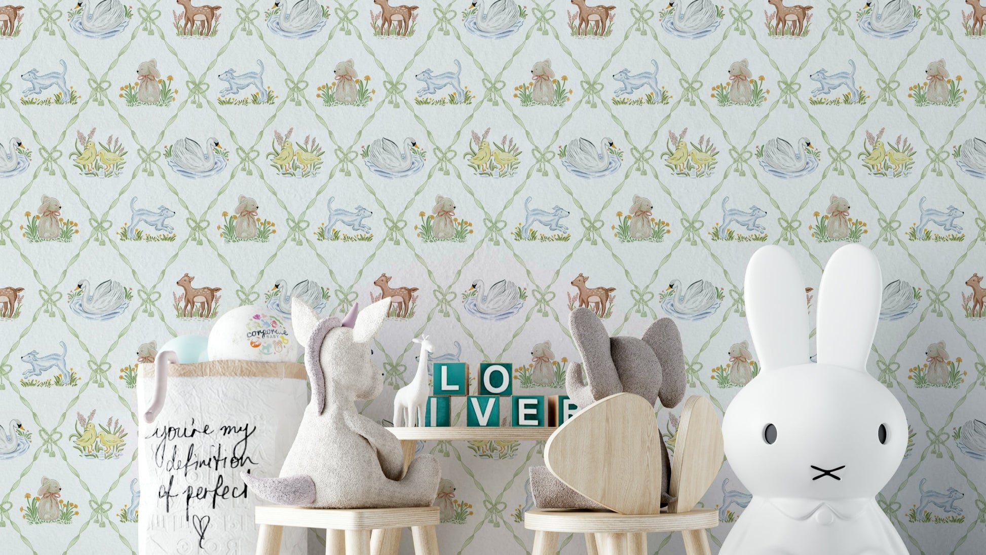 Ribbon & Bow Animal Paradise wallpaper with colorful animals

