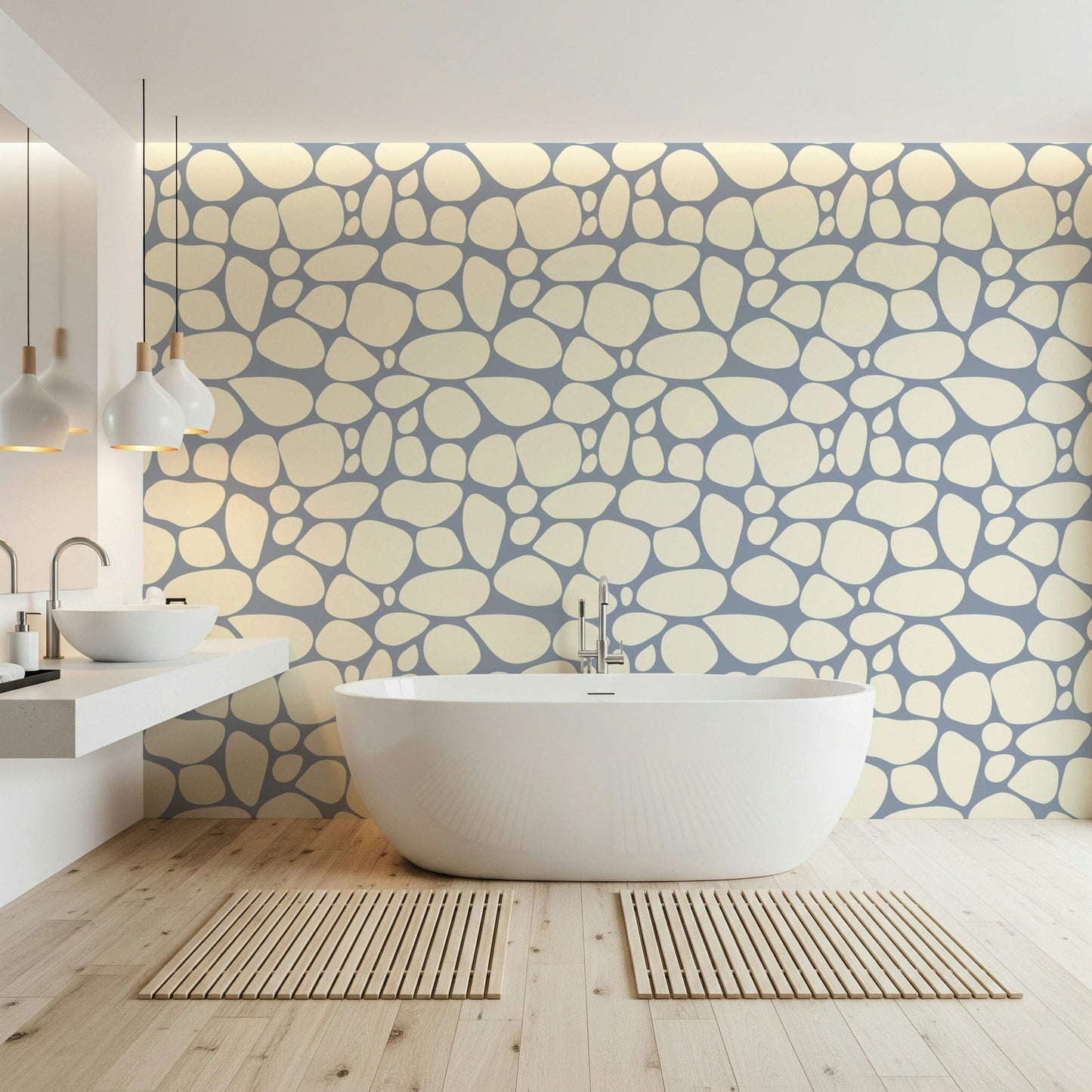 Soft blue background wallpaper with stones
