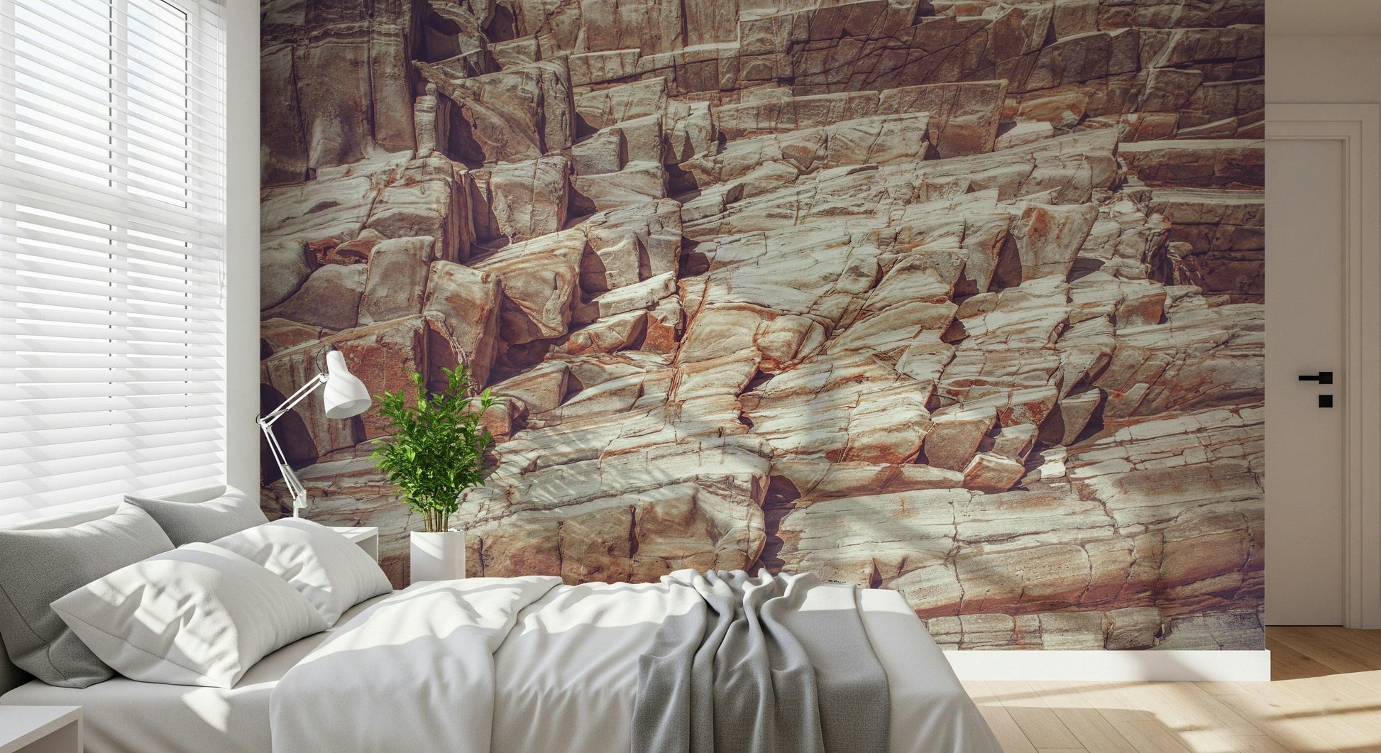 Nature-inspired mural with detailed stone textures for a natural look