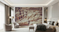 Realistic wall mural featuring natural rock textures and rugged stone patterns
