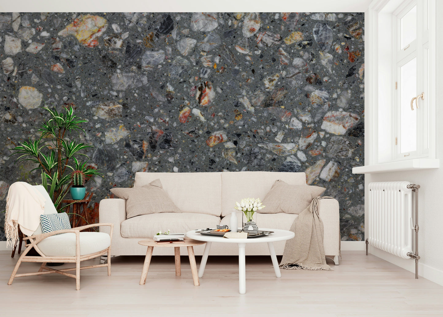 Authentic Natural Tile Look mural subtle earthy tones.