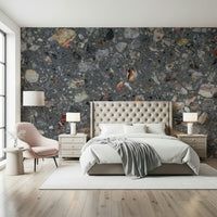 Heavy duty Rocky Grey texture wallpaper durable material feel.