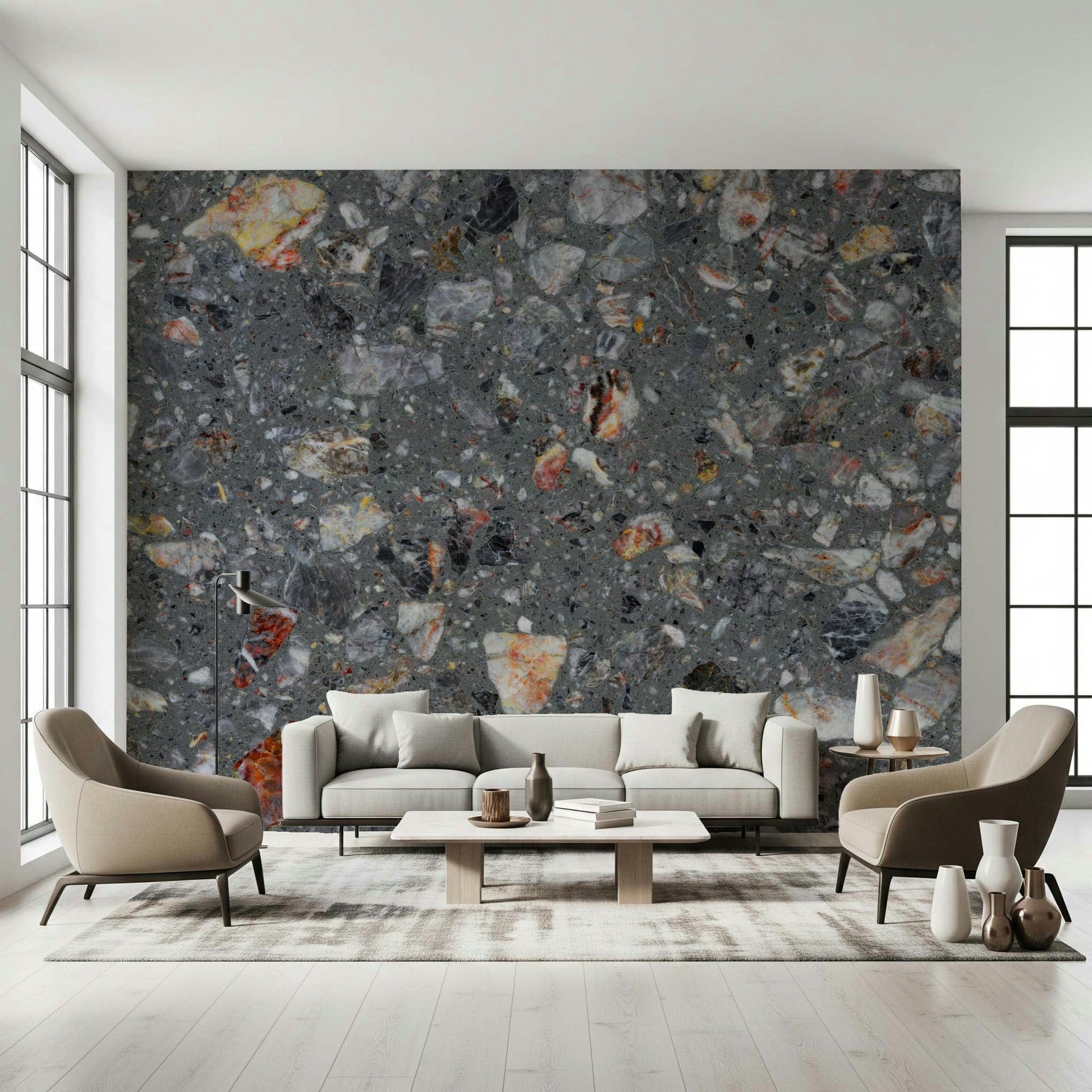 Raw Natural Tile Look wall mural sophisticated industrial finish.