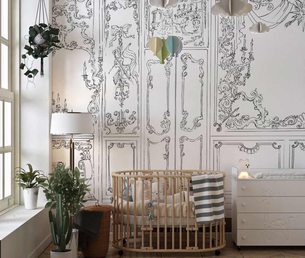 Rococo Ornate Wall Panel Design Wallpaper | Luxury Décor