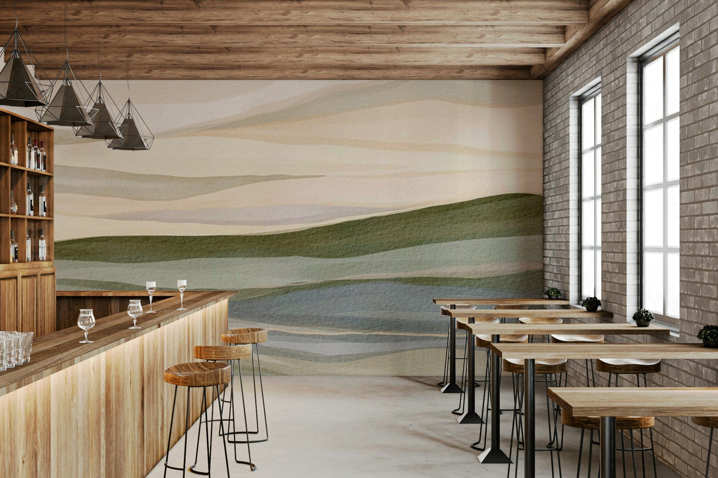 Nature inspired Rolling Horizon backdrop featuring soft blush sky and grassy ground.