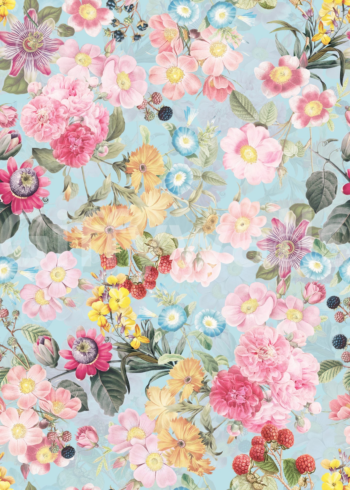 Delicate floral patterns on peel-and-stick mural

