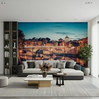 Italian river glow Rome Reflections peel stick wallpaper.