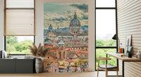 Distant St Peters Basilica within Eternal City View wallpaper for walls.