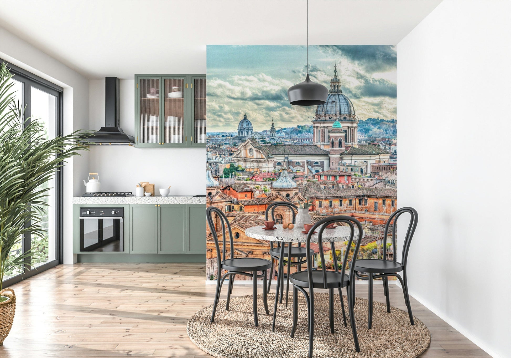 Roman skyline wallpaper mural showcasing Eternal City View architectural stone details.